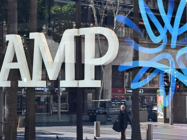 SYDNEY, AUSTRALIA - NewsWire Photos AUGUST 24, 2020: An AMP logo is reflected in a window in Sydney. Picture: NCA NewsWire / Steven Saphore