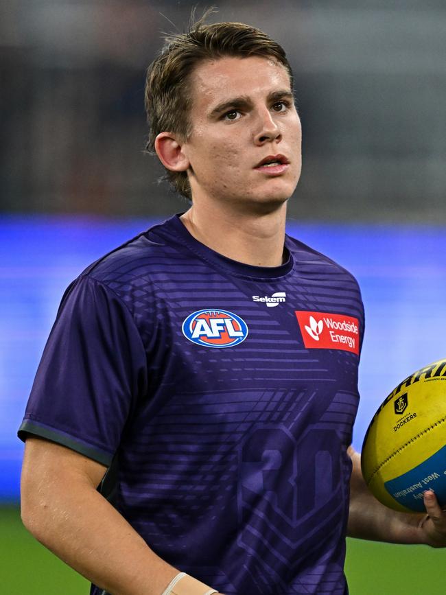 Caleb Serong. Picture: Daniel Carson/AFL Photos via Getty Images.