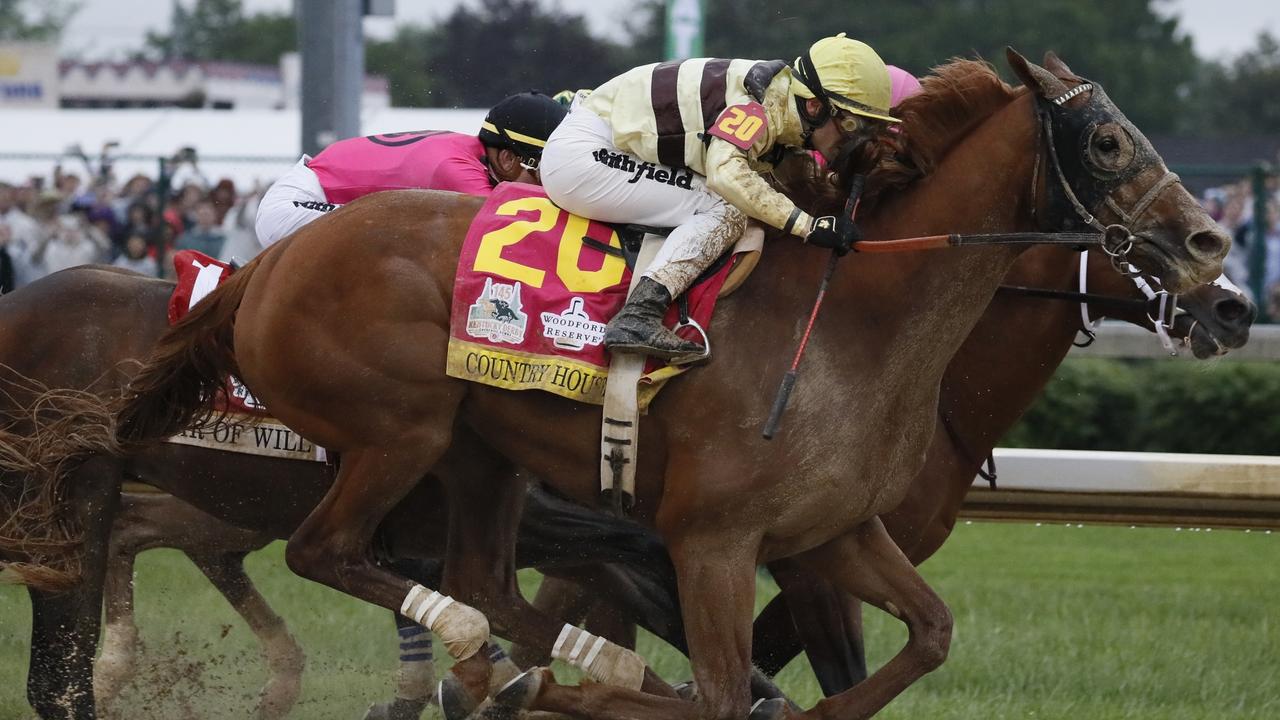 Flavien Prat rides Country House to victory during the 145th running of the Kentucky Derby. Luis Saez on Maximum Security finished first but was disqualified.