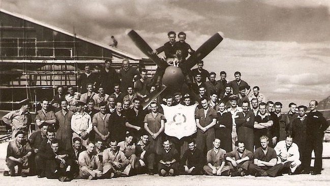 Mr Chan, second from the right, and members of the British Commonwealth Occupation Forces' 481 Maintenance Squadron in Bofu, Japan circa 1945 to 1947.