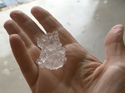 Hail at Morayfield East. Picture: Karen Warner