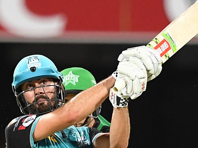 Ben Cutting of the Heat looks on after hitting a six during the Big Bash League (BBL) match between the Brisbane Heat and the Melbourne Stars at The Gabba in Brisbane, Friday, February 8, 2019. (AAP Image/Dave Hunt) NO ARCHIVING, EDITORIAL USE ONLY, IMAGES TO BE USED FOR NEWS REPORTING PURPOSES ONLY, NO COMMERCIAL USE WHATSOEVER, NO USE IN BOOKS WITHOUT PRIOR WRITTEN CONSENT FROM AAP