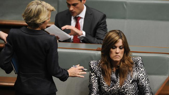 Peta Credlin, then chief of staff to Tony Abbott, with deputy leader Julie Bishop in the House of Representatives in 2012. ‘Bill Shorten and Anthony Albanese both quietly reached out to me to express their disgust at my treatment,’ writes Credlin. ‘Julia Gillard and Julie Bishop? Maybe the card is in the mail.’