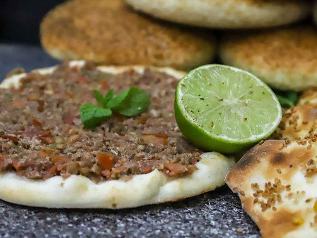 Al Fayhaa Bakery’s lamb mince manoosh. Picture: Jenifer Jagielski