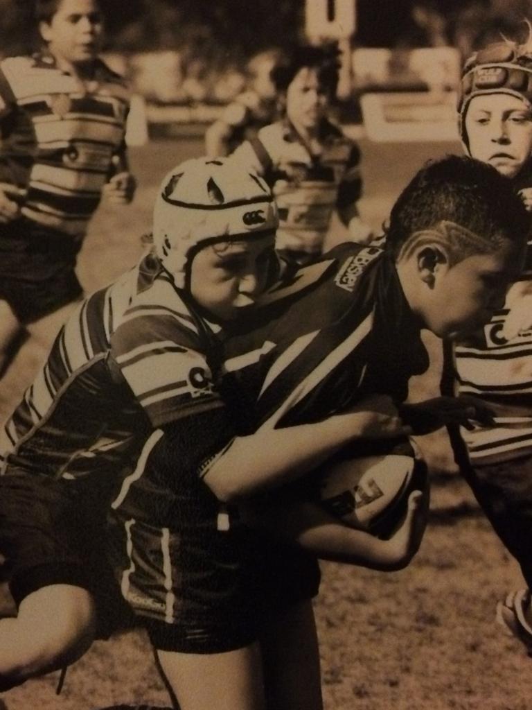 Radley shows the early tackling technique..