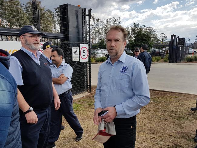 Nimrod Nyols, Transport Workers Union NSW lead official, outside the Penrith depot. Picture: Heath Parkes-Hupton