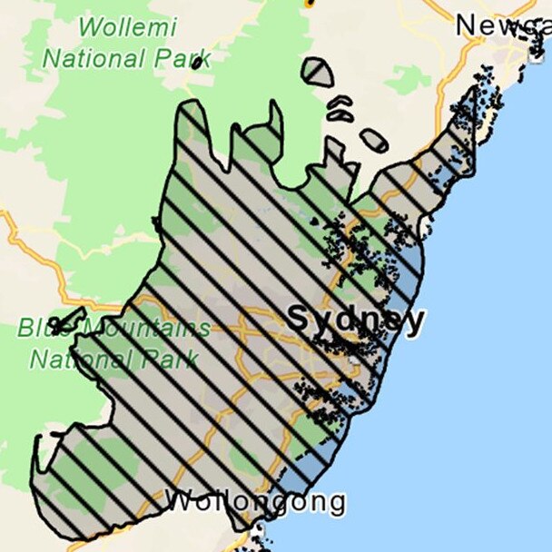 The picture shows the enormous footprint of the Tennant Creek fire, overlayed on a map of New South Wales. Picture: National Emergency Management Agency