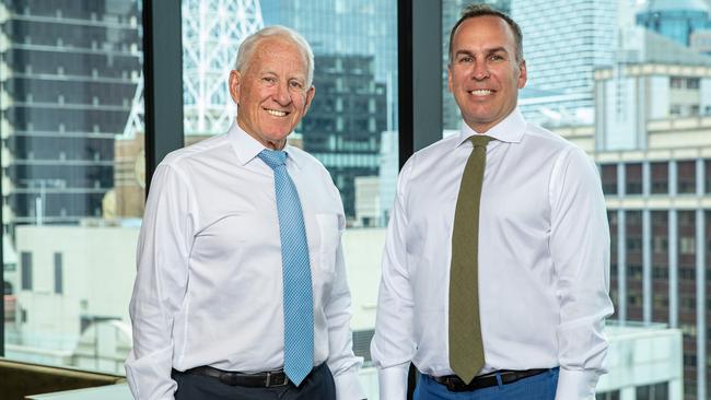 Soul Patts chairman Rob Millner, left with CEO Todd Barlow. Picture: NewsWire / Christian Gilles