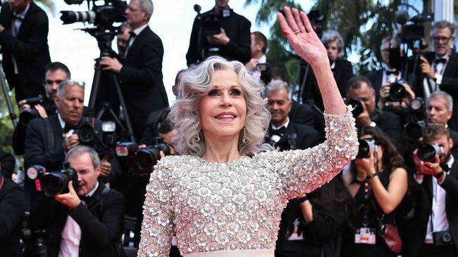 TOPSHOT - US actress Jane Fonda arrives for the Closing Ceremony at the 78th edition of the Cannes Film Festival in Cannes, southern France, on May 24, 2025. (Photo by Bertrand GUAY / AFP)