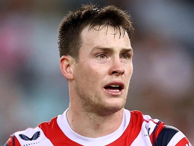 SYDNEY, AUSTRALIA - MARCH 26:  Luke Keary of the Roosters looks on during the round three NRL match between the South Sydney Rabbitohs and the Sydney Roosters at Stadium Australia on March 26, 2021, in Sydney, Australia. (Photo by Cameron Spencer/Getty Images)