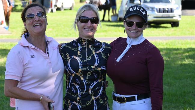 North Coast Equestrian Club members Kathryn Dykstra, Shannon Marsh and Lucy-Jane Pearce at a dressage training day in February. Picture: Supplied