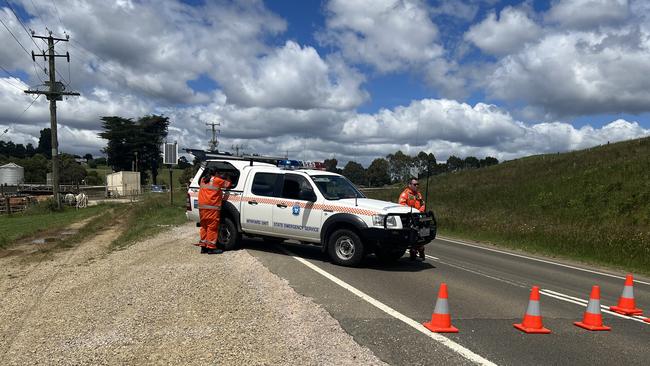 The Murchison Highway was closed for hours as emergency services cleared the crash scene and conducted investigations. Picture: Simon McGuire.