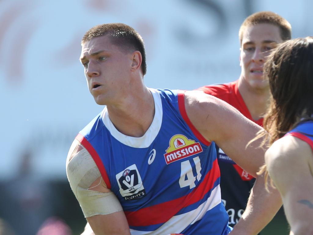 Jordon Sweet playing for Footscray in the VFL. Picture: David Crosling