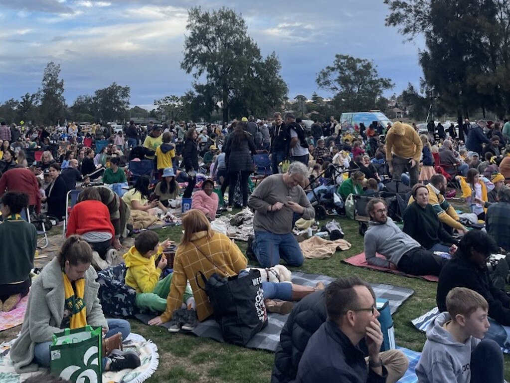 Fans gathered at Sydney's Bay Run to cheer on the Matildas. Picture: Supplied