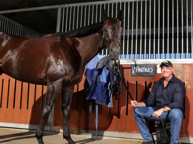 ## MUST HOLD FOR Stradbroke Handicap liftout ## - Tony Gollan and mum Paulette  Gollan with horse Antino,Eagle Farm Racecourse, on Thursday 6th June 2024 - Photo Steve Pohlner