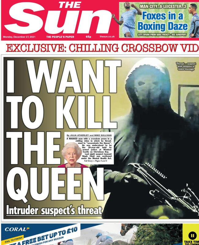 The Sun's front page reporting the story.