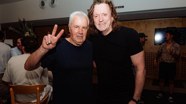 Daryl Braithwaite with original red Wiggle Murray Cook at Coogee Surf Life Saving Club for launch of the One Summer remix. Picture: Jess Gleeson