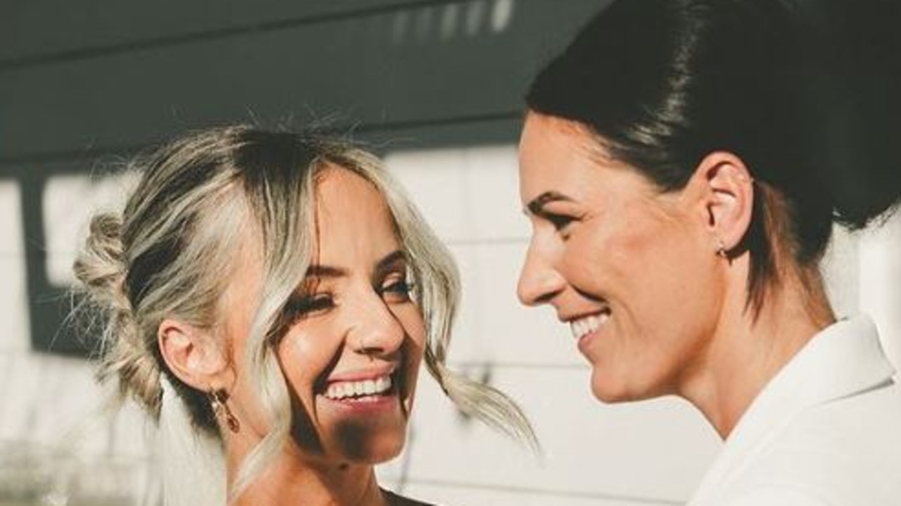 Matildas football star Emily Gielnik as seen in social media posts during her wedding to Temica Sayer.