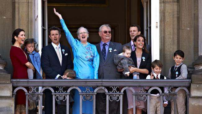 Crown Princess Mary of Denmark, Princess Isabella of Denmark, Crown Prince Frederik of Denmark, Prince Christian of Denmark, Queen Margrethe of Denmark, Henrik The Prince Consort of Denmark, Prince Henrik of Denmark, Princess Marie of Denmark, Prince Joachim of Denmark, Prince Felix of Denmark and Prince Nikolai of Denmark. Picture: Getty