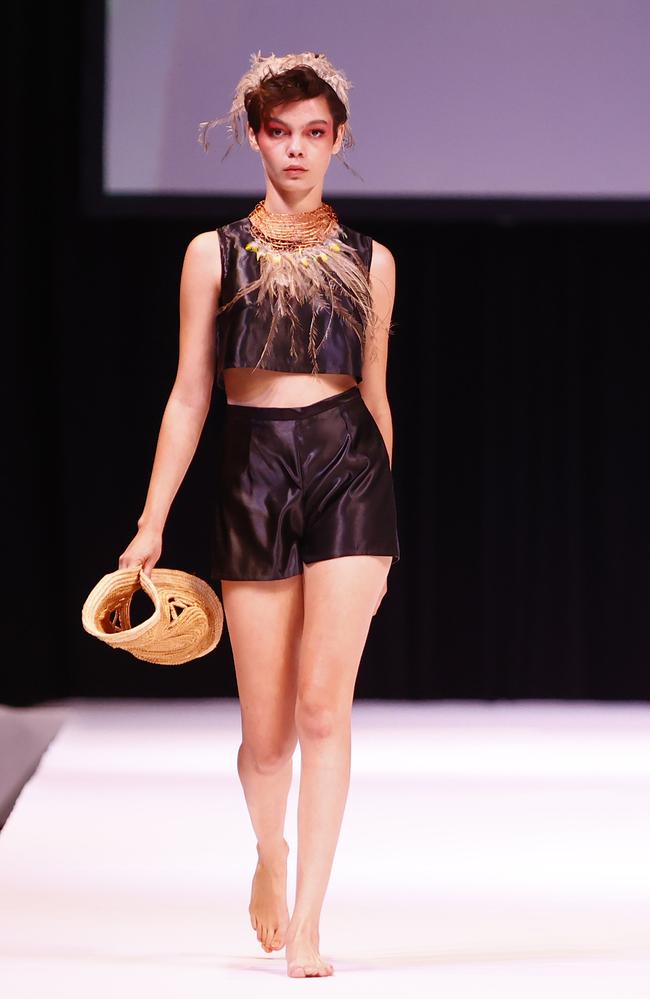 Rising star of modelling Savannah Kruger in a runway show. Picture: Richard Dobson