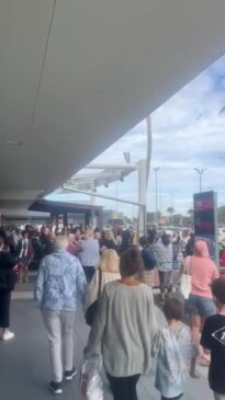 Kawana Shoppingworld being evacuated on June 29, 2023.