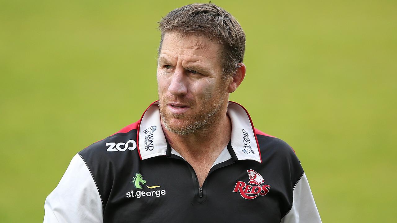 Queensland Reds coach Brad Thorn looks on during a team training session at Ballymore in Brisbane Monday, July 2, 2018. (AAP Image/Jono Searle) NO ARCHIVING