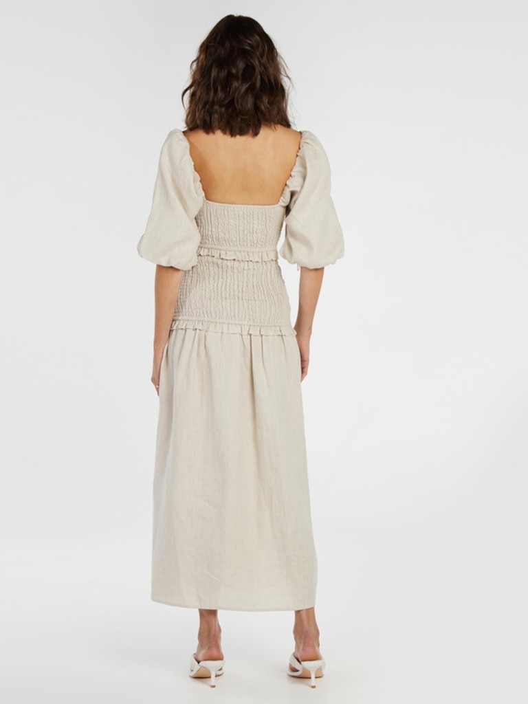 Aere Shirred Linen Dress