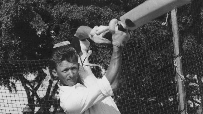 1964: Cricketer Sam Trimble in action in the nets 1964 – sport cricket