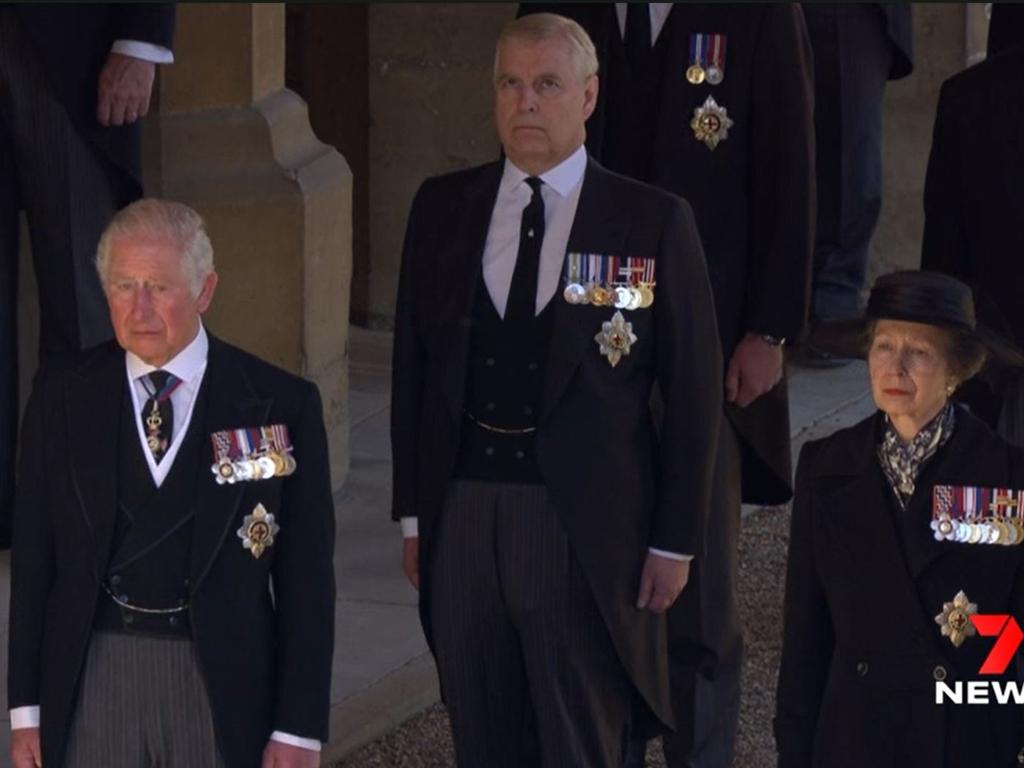 Prince Charles, Prince Andrew, and Princess Anne. Picture: Channel 7