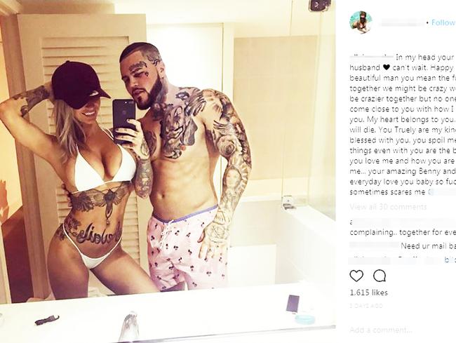 The Instagram star and ex-Hells Angels bikie are loved-up and seem to be planning a wedding.