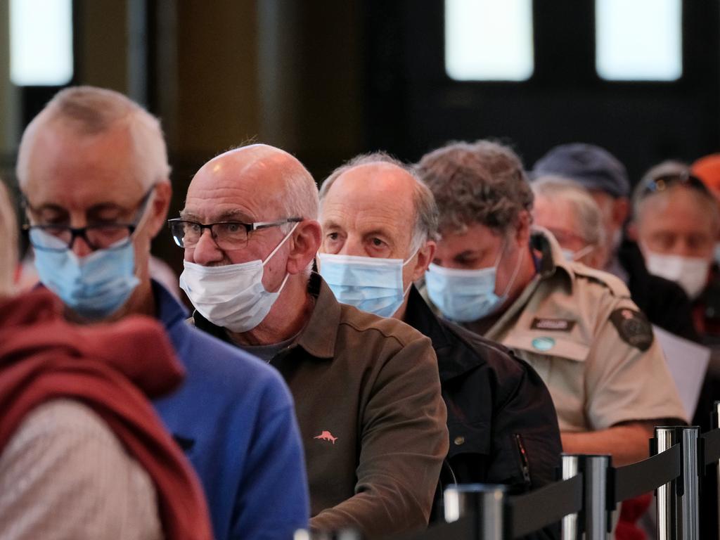 A mass vaccination hub in Melbourne last month. Picture: AAP image/pool Luis Ascui via NCA NewsWire