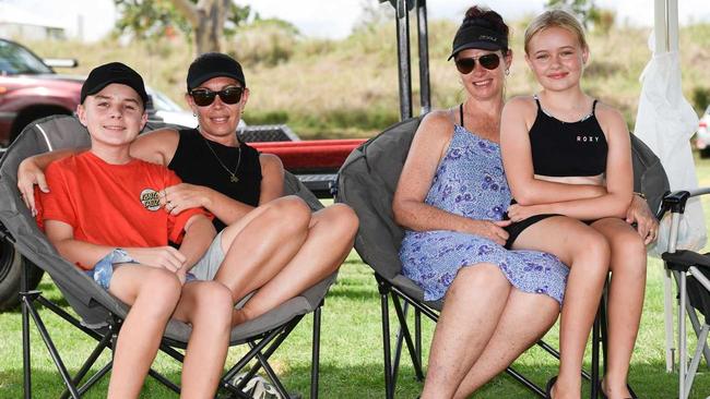 Bailey Thompson, Kym Thompson, Natasha Day and Makyla Thompson relax in the shade at Sandy Hook. Picture: brian  cassidy