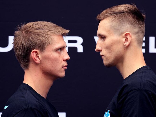 Nikita Tszyu faces off with Dylan Biggs. Picture: No Limit Boxing