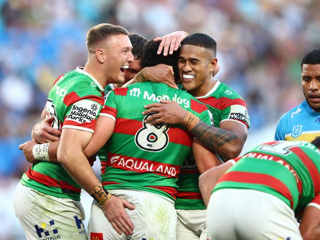 Davvy Moale scored a rare try for the Rabbitohs. Photo: Chris Hyde/Getty Images