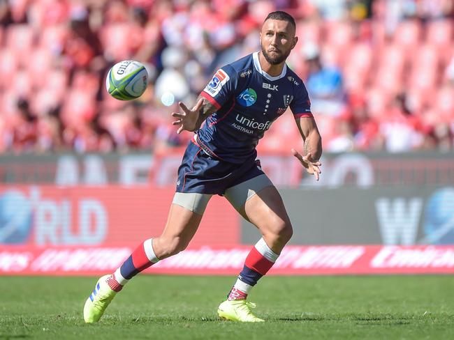 Melbourne Quade Cooper will start from the bench against the Crusaders on Saturday. Picture: Christiaan Kotze/AFP