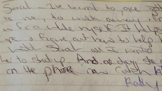 Folbigg's 1997 diary entry in which she writes about her third child, daughter Sarah, who died aged 10 months in 1993.