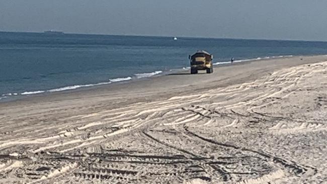 Sand carting at West Beach this week. Picture: Paula Thompson