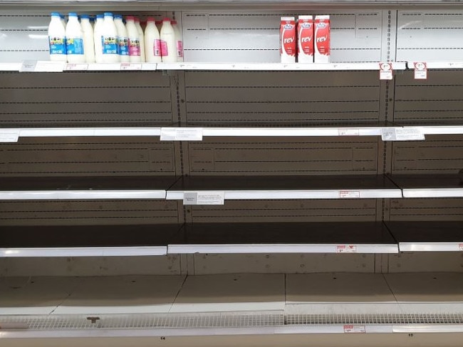 The dairy aisle emptty at Coles in Tarniet. @Anon17Aussie