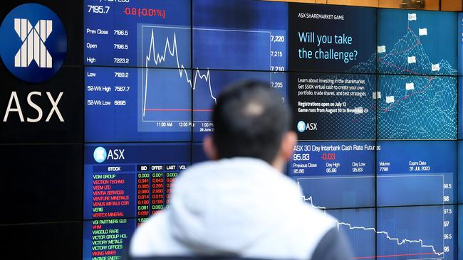 SYDNEY, AUSTRALIA - NewsWire Photos JUNE 29, 2023: Screens at the Australian Stock exchange, ASX. Sydney CBD.Picture: NCA NewsWire / Damian Shaw