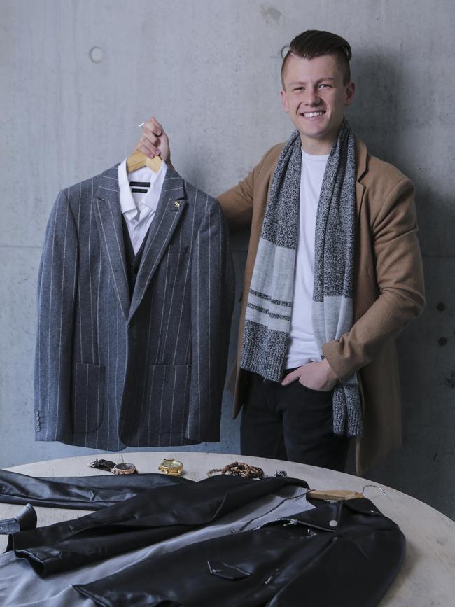 Teen CEO Josh Brnjac has launched his own clothing line. Picture: Wayne Taylor