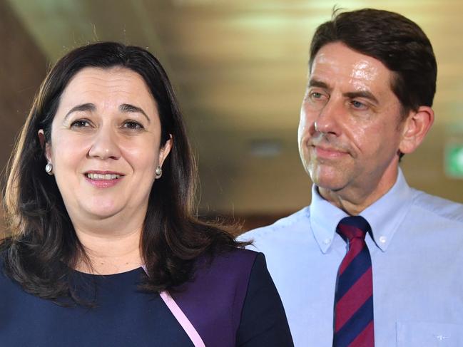 Queensland Premier Annastacia Palaszczuk (left) and Queensland Health Minister Cameron Dick are seen during a media conference at Proserpine Hospital during the Queensland Election campaign in Proserpine, Monday, October 30, 2017. Premier Palaszczuk announced that if she is re-elected her government will recruit 3000 additional nurses and 100 midwives. (AAP Image/Darren England) NO ARCHIVING