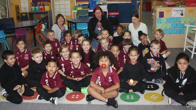 PREP A: Mrs Austin (Teacher in the middle) with Teacher aides Christine North (to the left of Mrs Austin) and Jannifer McMahon with Prep AButler, Lee Fernie, Jarryd Ford, Jackson Fuli, Hazel-Lee Grant, Gabriella Greenhill, David Hall, Larissa Hendricks, Holly Jedra-Chow, Giavanni Lakota, Sasa Levett, Dylan Loumoli, Meliana Love, Sianna Melhuish, Phoenix Nielsen, Frankie Owen, Siempre’ Po Ching, Maryan Shannon, Eliza Szamado, Alayna Tongia-Takuira, Kaia Tongia-Takuira, RJ Uritaua, Daeshan Vigo, Rosalina Vo, Elia.