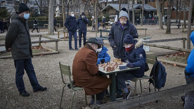 Parisians play chess at Luxembourg Gardens in the French capital. Picture: Getty Images