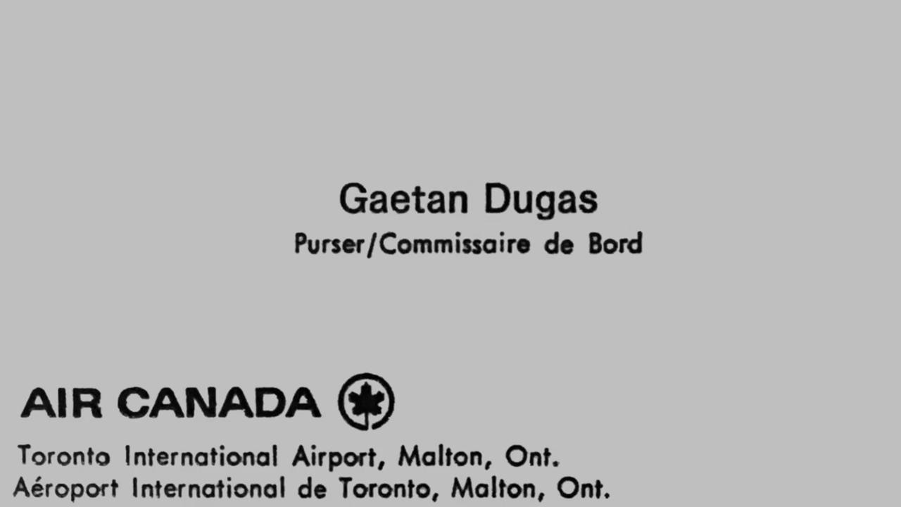 Dugas’ business card that he would sometimes slip to handsome passengers.