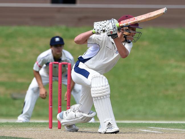 Justin Faber bats for TSS in yesterday’s win over Brisbane Grammar. Picture: Steve Holland