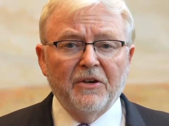 Kevin Rudd breaks his silence on the election of Trump at the United States Studies Centre at the University of Sydney.  VIDEO GRAB