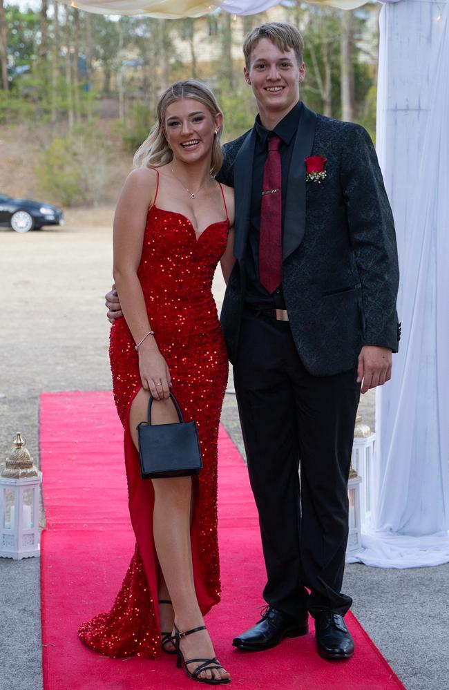 Gracie Hoekstra and Ryan Bailey arrive at the Gympie State High School formal 2023. November 16, 2023. Picture: Christine Schindler