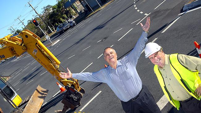 Nick Tzimas and Allan Sutherland oversee the start of the Margate streetscape project in 2007.