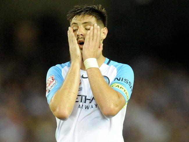 City skipper Bruno Fornaroli reacts after spraying a shot wide.