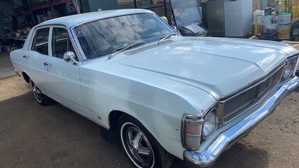 The 1969 white Ford XW four-door sedan stolen from a shed on Clarks Rd.